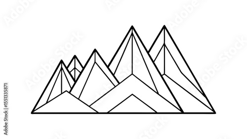 Geometric mountn peaks line art abstract design vector illustration