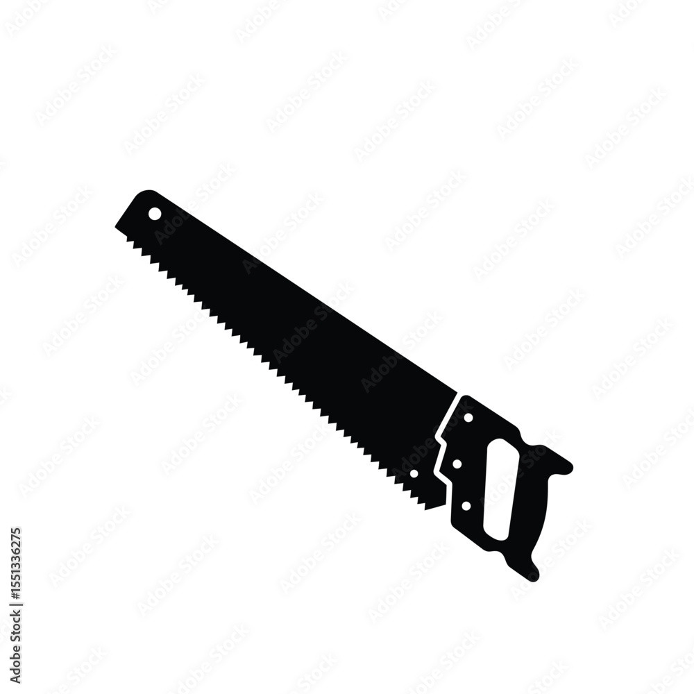 Black Silhouette Japanese Pull Saw Vector Icon Black Silhouette Japanese Pull Saw Vector Icon