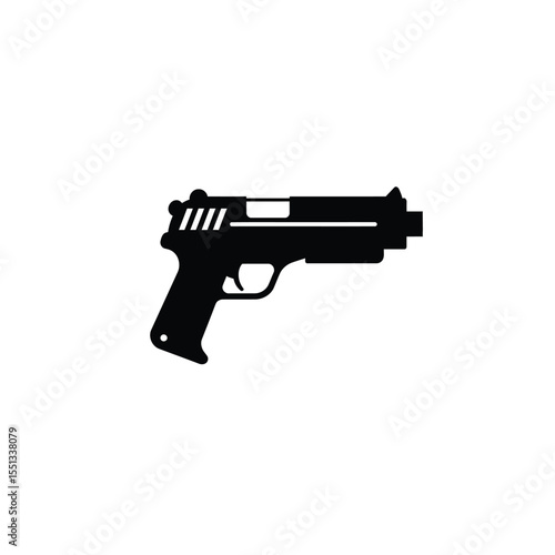 Black Silhouette Vector Laser Gun Icon White Background
