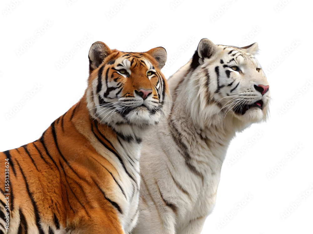 Fototapeta premium Siberian tiger panthera leo on Transparent background