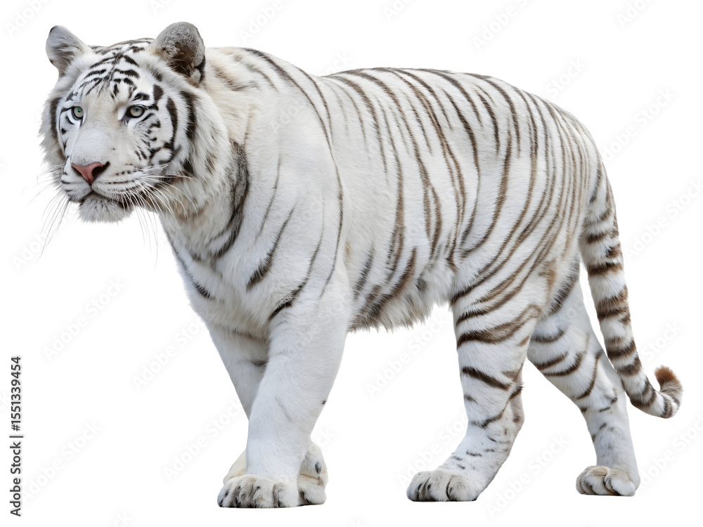 Fototapeta premium White bengal tiger isolated on Transparent background