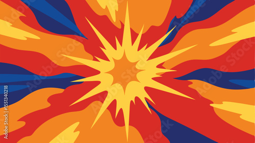 Dynamic abstract explosion illustration with vibrant colors on transparent background for creative designs