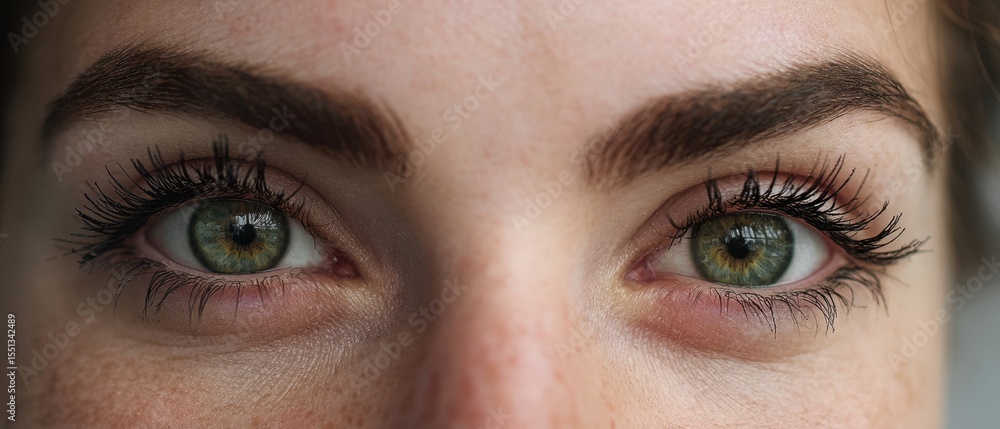 Naklejka premium The captivating eyes of a young woman showcasing natural beauty and emotion.