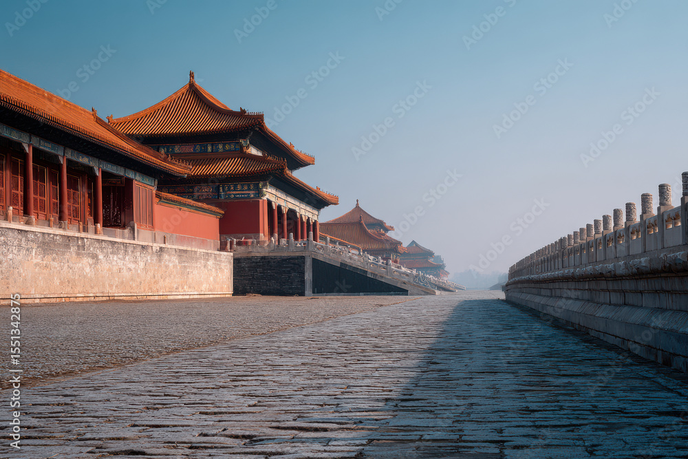 Obraz premium stunning view of forbidden city in beijing emphasizing its intricate historical architecture