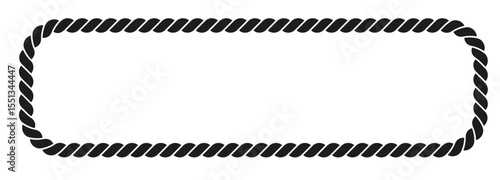 Rope vector border with rope knots. Vector frame isolated on transparent background PNG