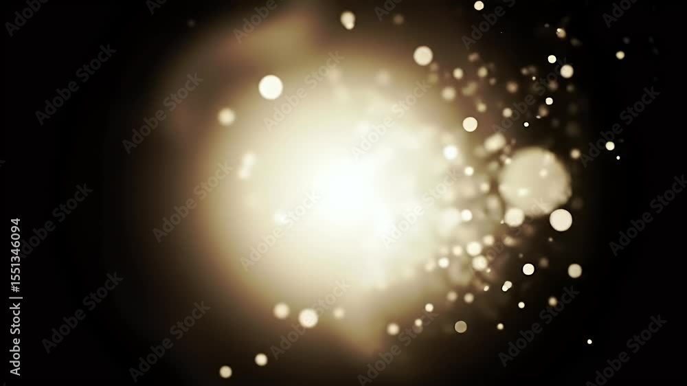 Golden Light Overlay Footage with Black Background Sparkling Dust and Bokeh Effects