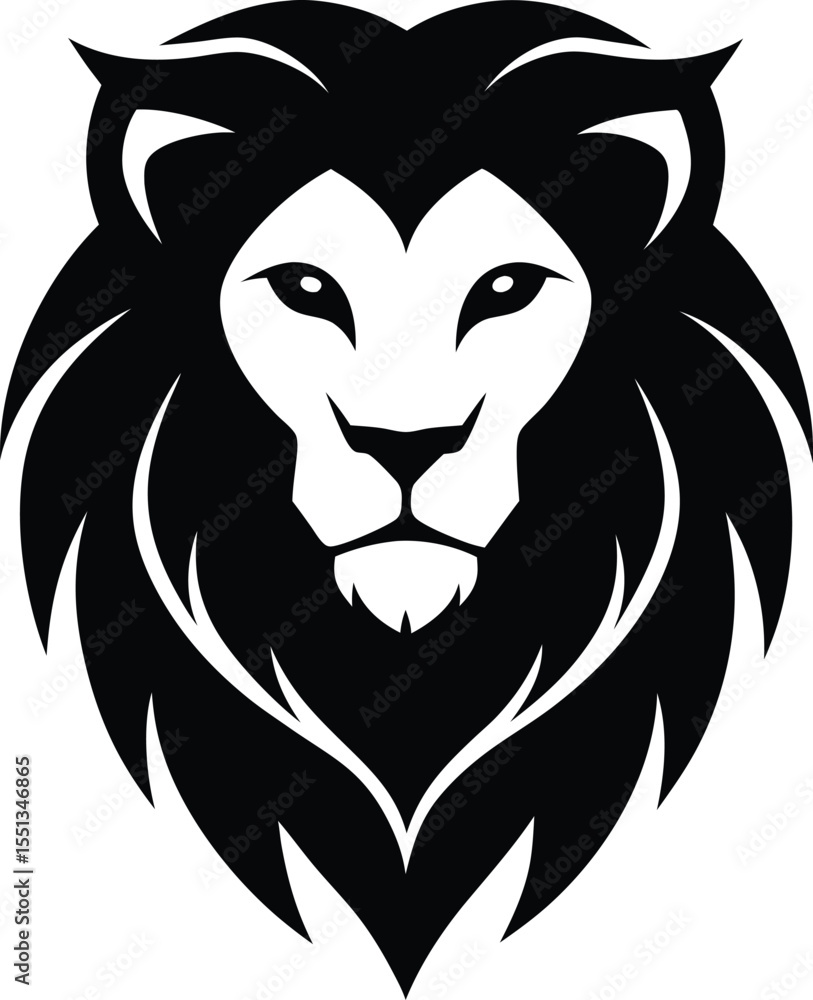 Obraz premium black lion head vector illustration