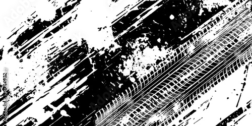 Abstract black and white background with tire tracks.. vector illustration eps 10