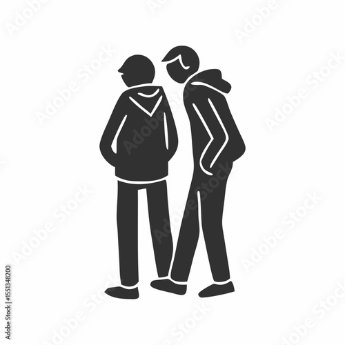Two men talking with their friend when meet, vector illustration of modern urban life. Vector illustration of two people talking about business together.