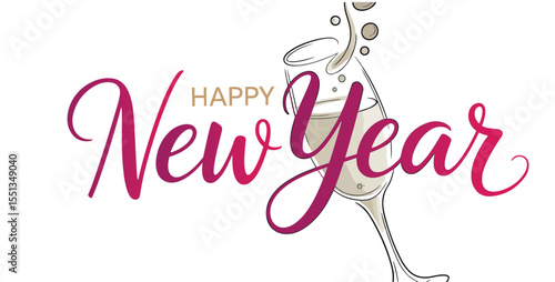 2026 Happy New Year  lettering design, Typography Design  Celebration, Cheerful, New Year Card. 