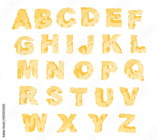 Cheese Alphabet Font Vector. Cheese letters