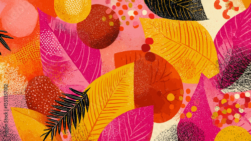 Colorful autumn leaves pattern background with a seamless natural leaf design