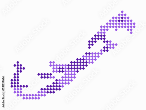 Bermuda dotted map. Digital style map of the country on white background. Bermuda shape with circle dots. Colored dots style. Large size circles. Plain vector illustration.