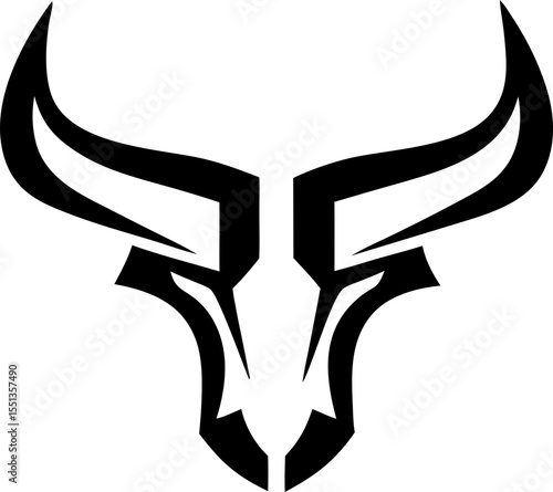 Bull horn logo icon, minimalistic vector for branding and business identity.