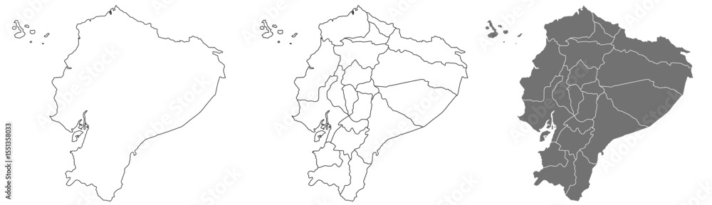 Obraz premium Ecuador map – vector illustration of provinces and political borders