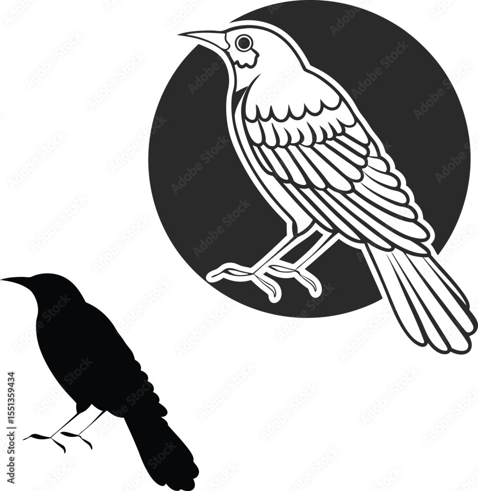 Fototapeta premium Classic Nightingale Design Vector Illustration 