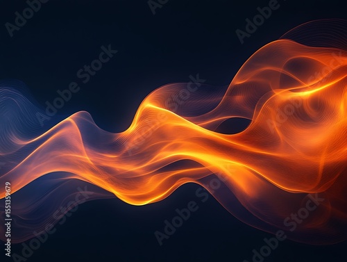 Abstract rendering displaying a flowing gradient of fiery orange hues on dark