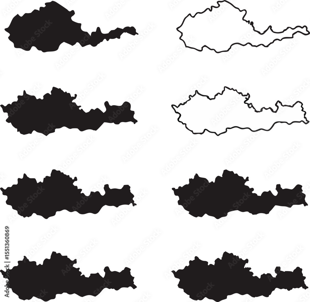 Obraz premium Silhouettes of a landmass showing vector graphics in black and white styles for design and creative projects