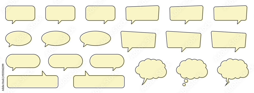Fototapeta premium Comic Style Yellow Speech Bubbles. Talk and Chat Icons.