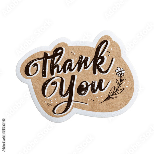 Thank You Cork Coaster with Floral Design -