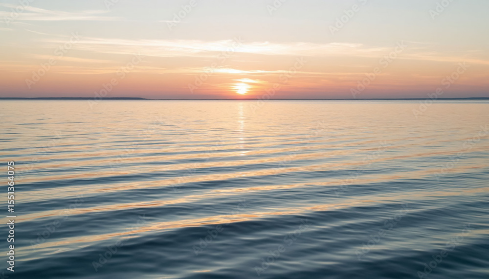 Fototapeta premium Dawn on the water of a huge lake.