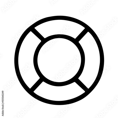 Simple Outline Round Lifebuoy Lifesaver Ring Icon Symbol Illustration