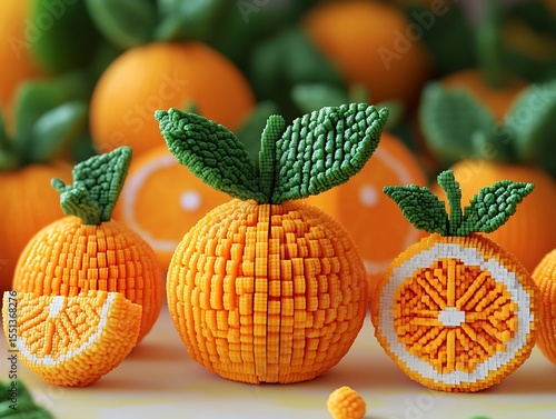 Pixelated orange presentation evoking vibrant and original compositional creativity