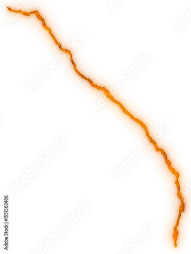 Abstract orange crack with lava is isolated.