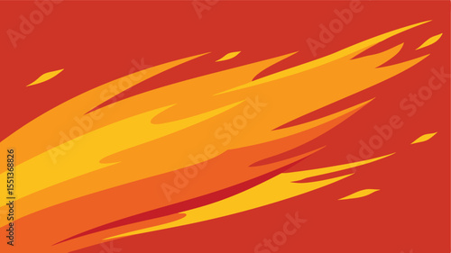 Abstract dynamic fire or flame design in vibrant warm colors with transparency for versatile use