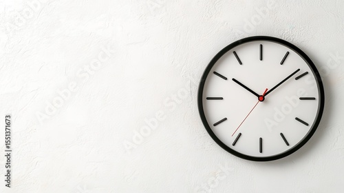 Wallpaper Mural A sleek modern clock with a minimalist design displays the time against a clean white wall, symbolizing punctuality, order, and the passage of time in contemporary life. Torontodigital.ca