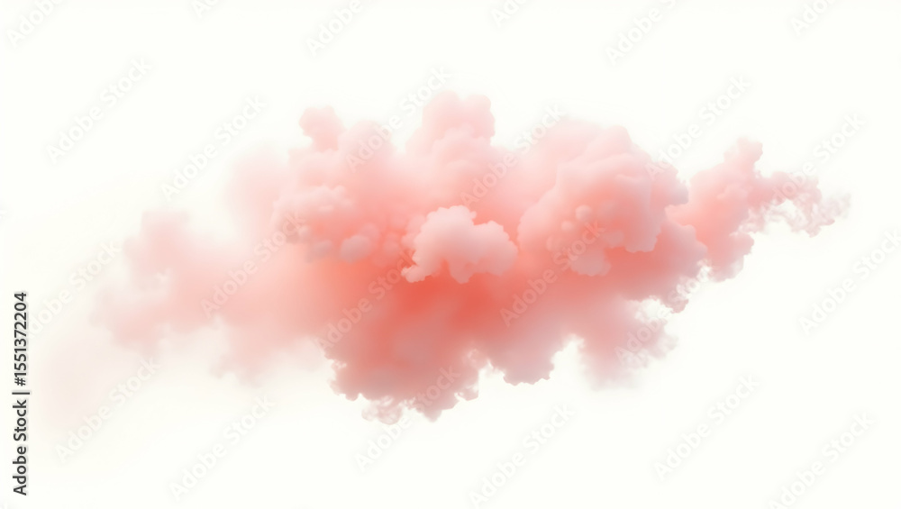 Cloud Light coral smoke fluffy cloud form, isolated on a clean white background Cloud Light coral smoke fluffy cloud form, isolated on a clean white background