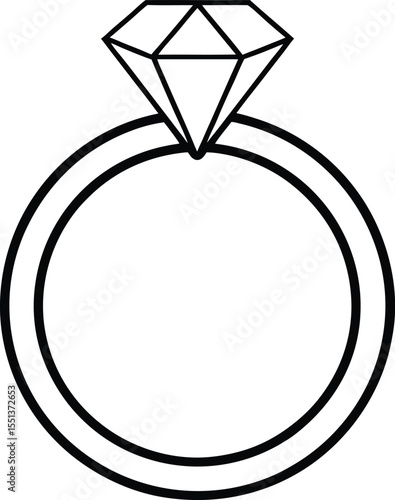 diamond engagement ring icon line art vector illustration on transparent background