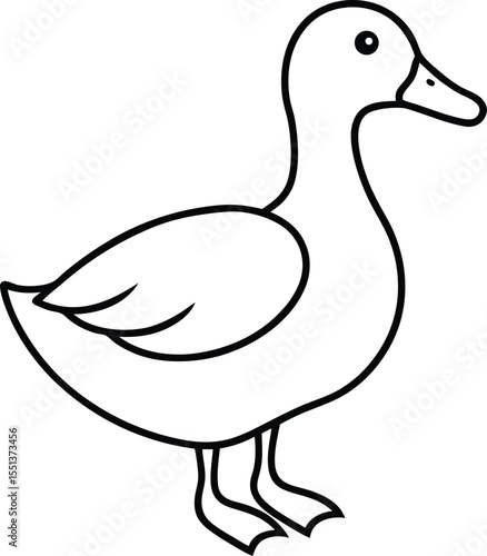 duck icon line art vector illustration on transparent background