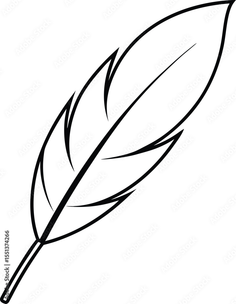 Obraz premium feather icon line art vector illustration on transparent background