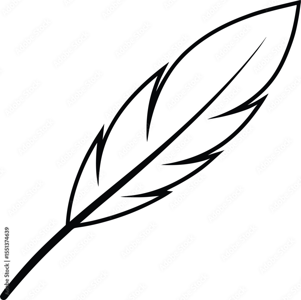 Obraz premium feather icon line art vector illustration on transparent background