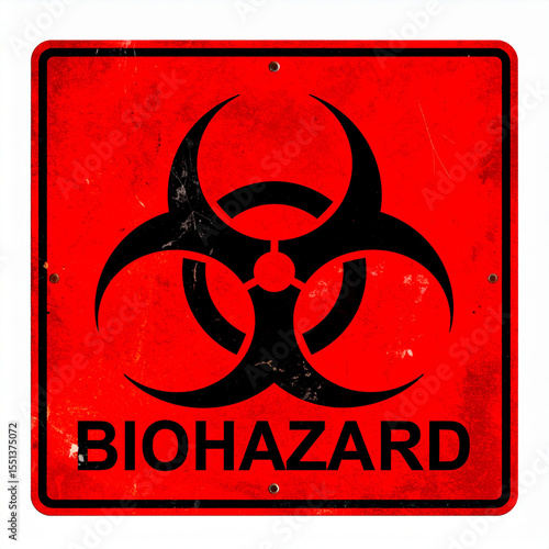 old biohazard sign isolated on white