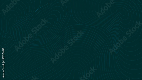 Dark teal background with abstract swirling lines resembling topographic maps or ocean waves. Minimalist design, vector art. Perfect as a texture or background.