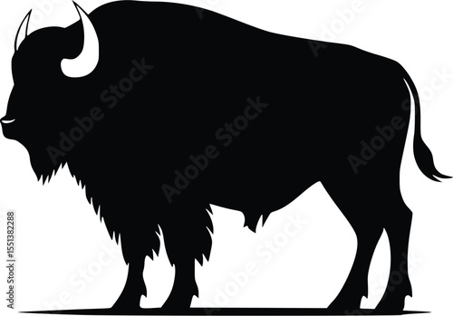 American Bison Silhouette: Editable Vector Illustration of a Wild Animal