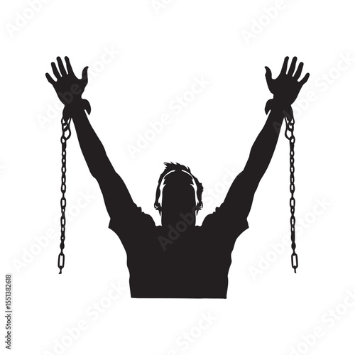 Two hands breaking chains silhouette
