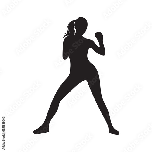 Woman kickboxing silhouette