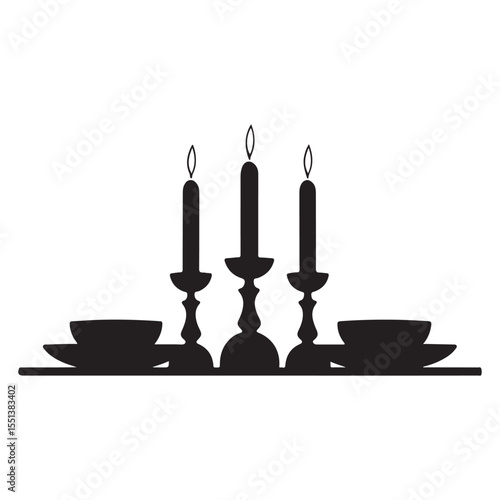 Candlelit dinner table silhouette
