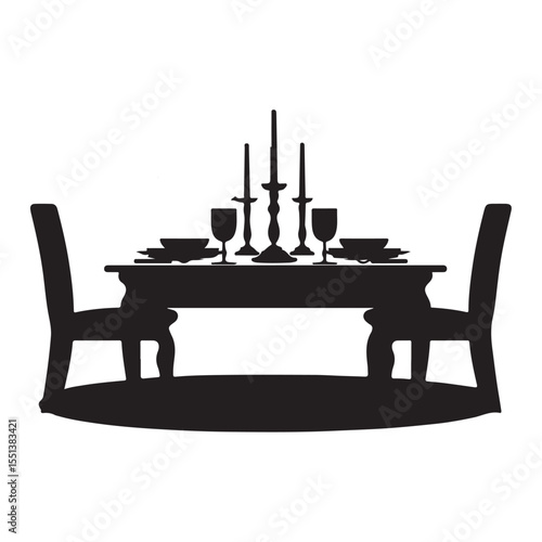 Candlelit dinner table silhouette