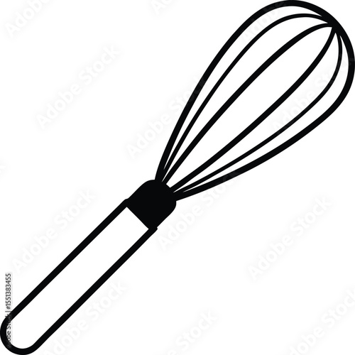kitchen whisk icon line art vector illustration on transparent background