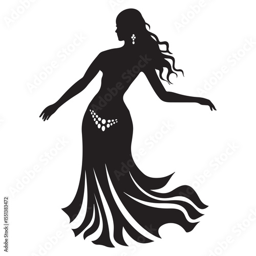 Belly Dance Silhouette Clipart, Oriental Dance