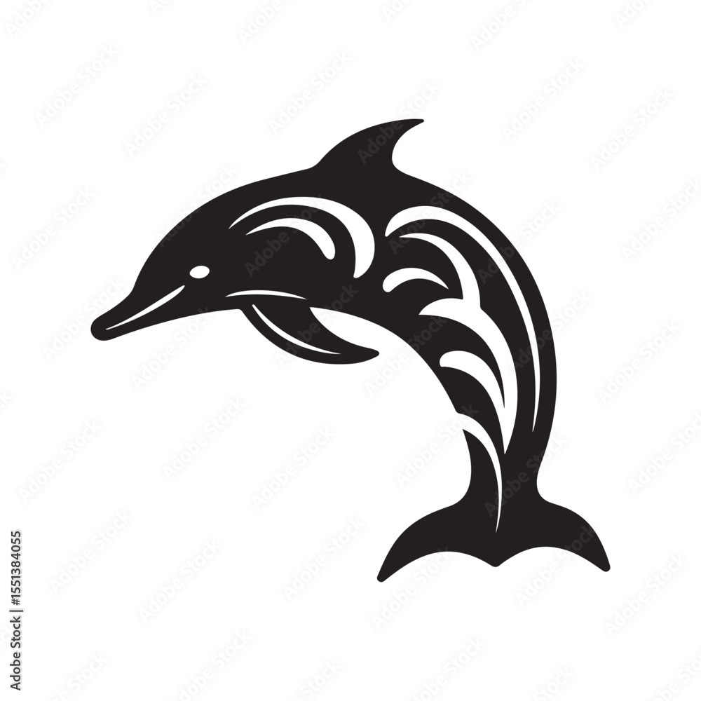 Fototapeta premium Dolphin Mandala Silhouette Clipart, Ocean Art