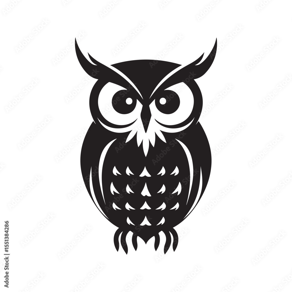 Naklejka premium Owls Silhouette Clipart, Nocturnal Birds