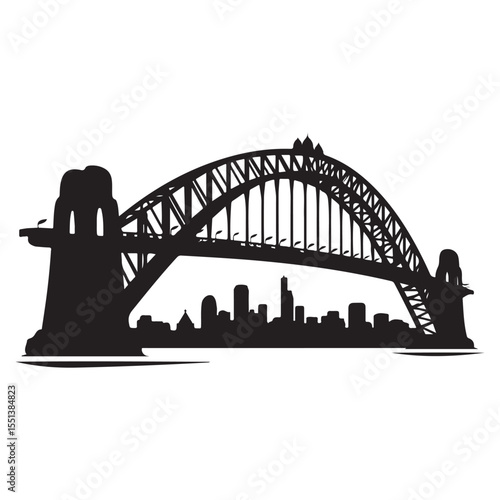 Australia Harbor Bridge Silhouette, Travel Symbol