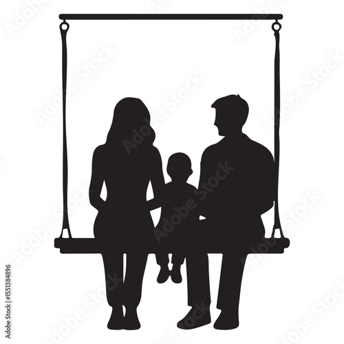 Baby Sitting with Parents on Swing, Family Time
