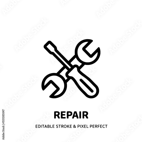 a crossed screwdriver and wrench on a white background , tools logo vector, on transparent background , no background 