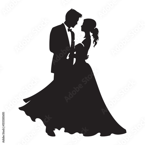 Bride and groom dancing, wedding romance